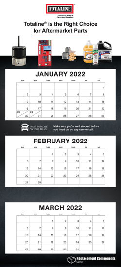 Picture of 2022 Totaline® Universal HVAC/R Parts and Supplies Calendar
